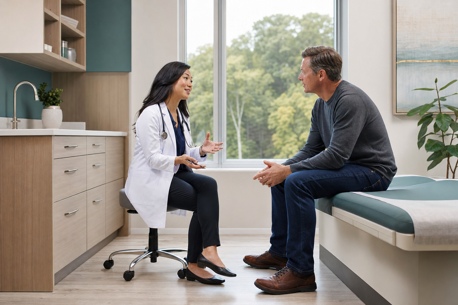 A physician discussing Whole-Person Primary Care with a patient